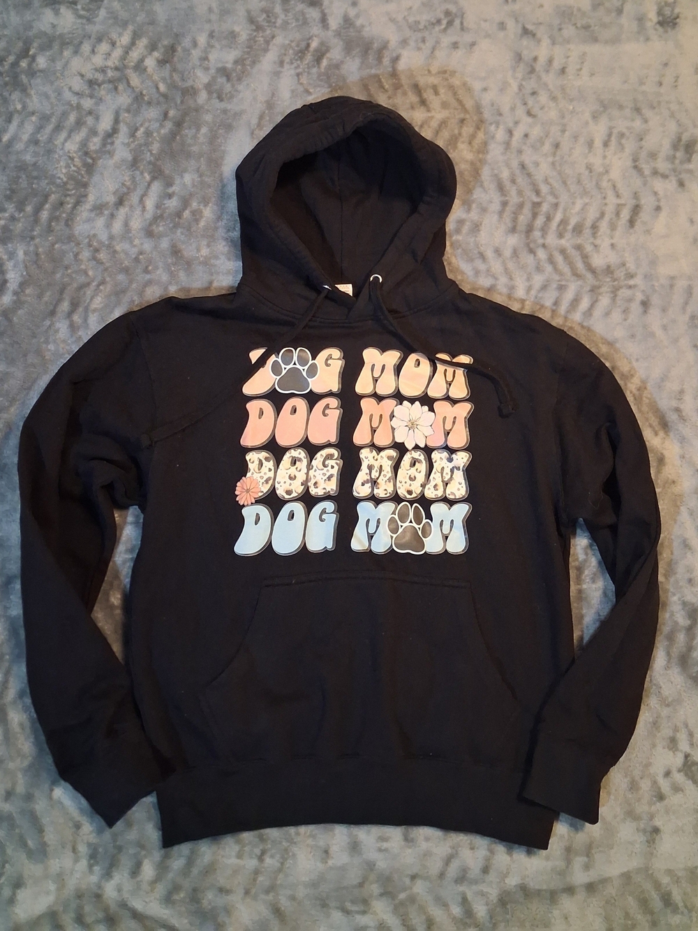 Smart Blanks Hoodie Sweatshirt Womens Medium Black Dog Mom Graphics Hoodie